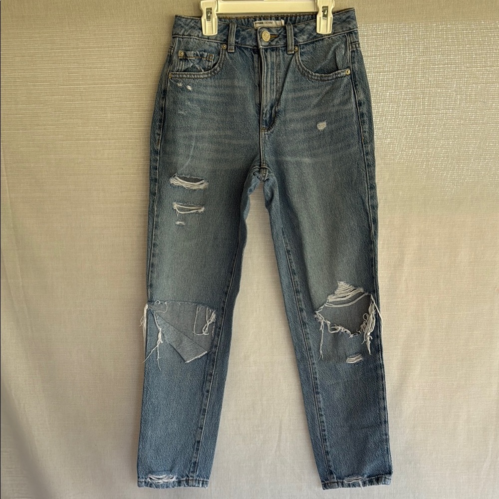 Garage Womens Juniors Mom Jeans Straight Leg Distressed Size 01/25
